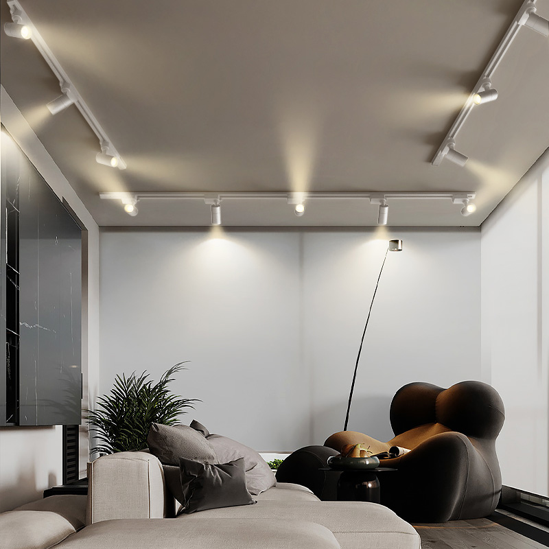 客厅滑动磁吸轨道灯背景墙投光无主灯明装服装店展厅LED射灯超亮