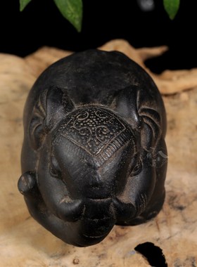 中式石雕大象摆件一对客厅招财办公桌摆放玄关酒柜吸水象工艺品