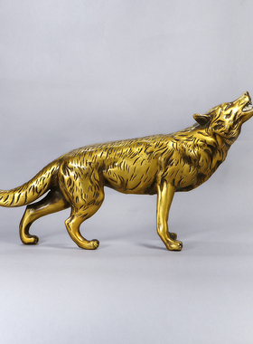 吉祥铜狼狗摆件十二生肖旺家狗哮天犬镇宅招财家居装饰工艺品摆饰