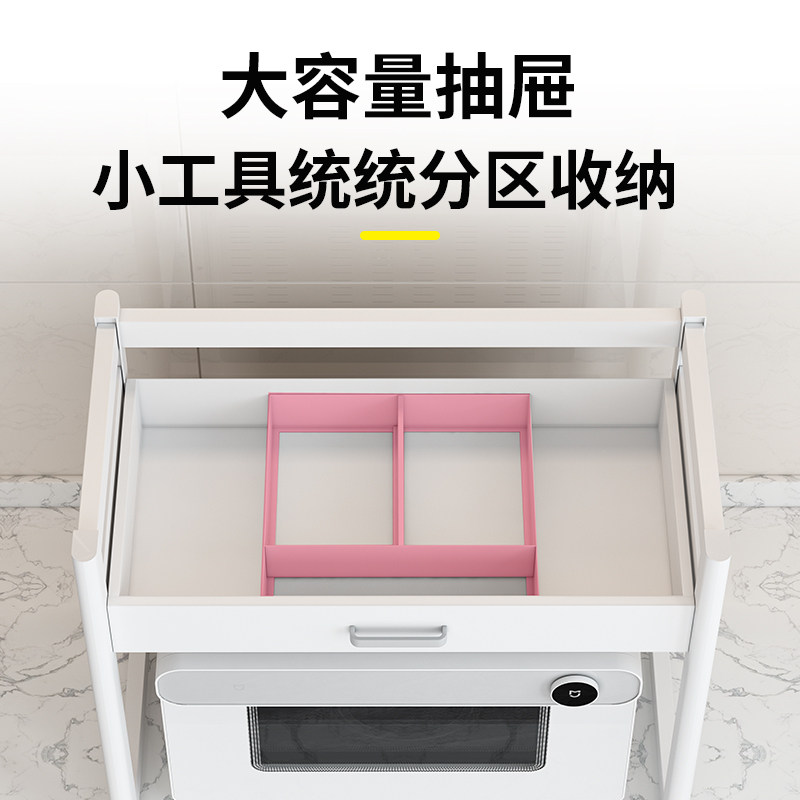 厨房置物架台面家用带抽屉微波炉烤箱电饭锅焗炉上方架子小型收纳
