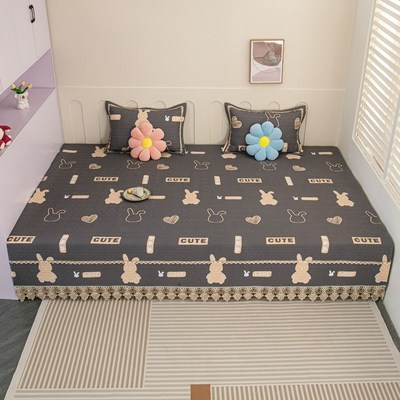 欧式高级感榻榻米全棉床盖单件绗缝大炕纯棉三件套加厚款四季通用