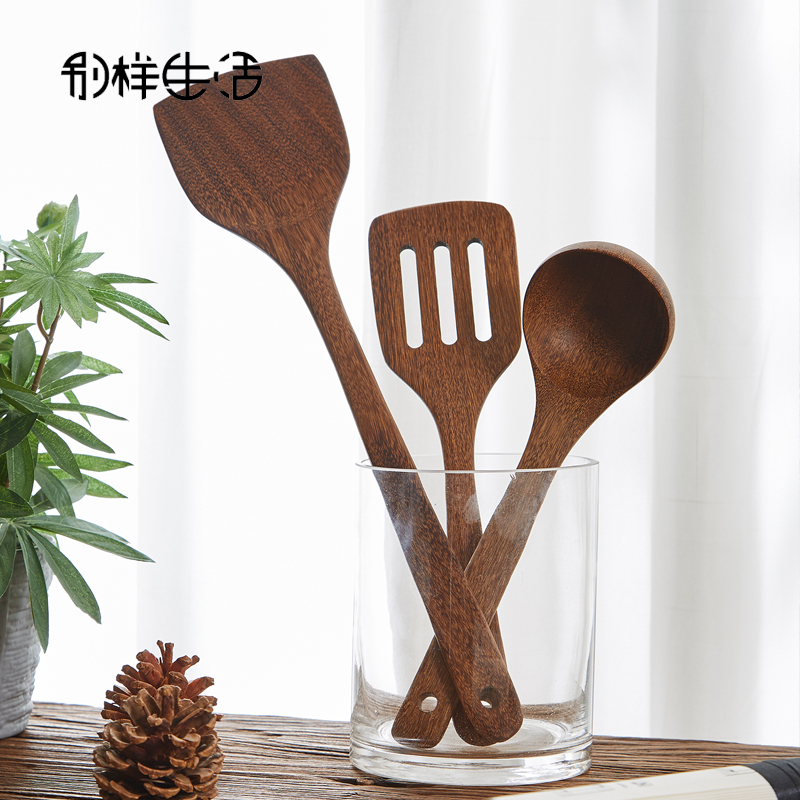 煎铲饭勺汤勺捞漏勺厨具不粘锅炒菜铲子泰国柚木锅铲鸡翅木大饭铲