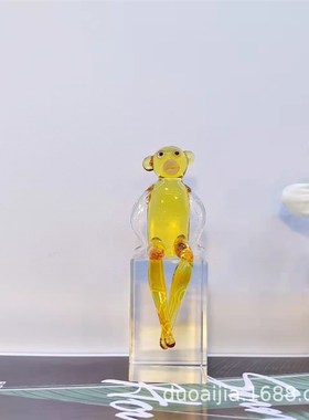 精品创意摆件玻璃生肖兔子高档玻璃动物玄关摆件书房书柜软装摆件