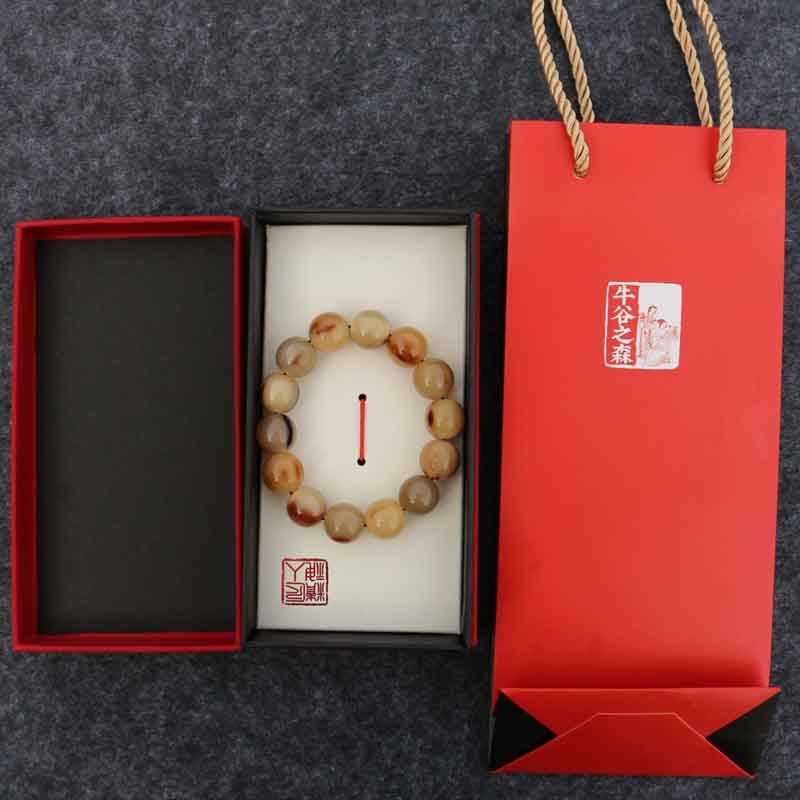 天然牛角手串手链男女手串带血丝牛骨文玩饰品16mm 14颗珠子