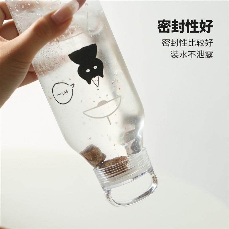 蓝莲花高硼硅玻璃水杯高颜值大容量水瓶耐高温家用办公室杯子瓶子