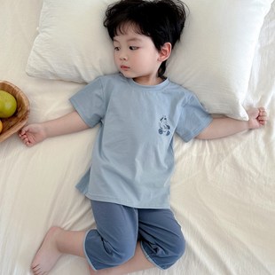 宝宝家居服薄款纯棉儿童睡衣男孩a类全棉夏季女童短袖空调服套装