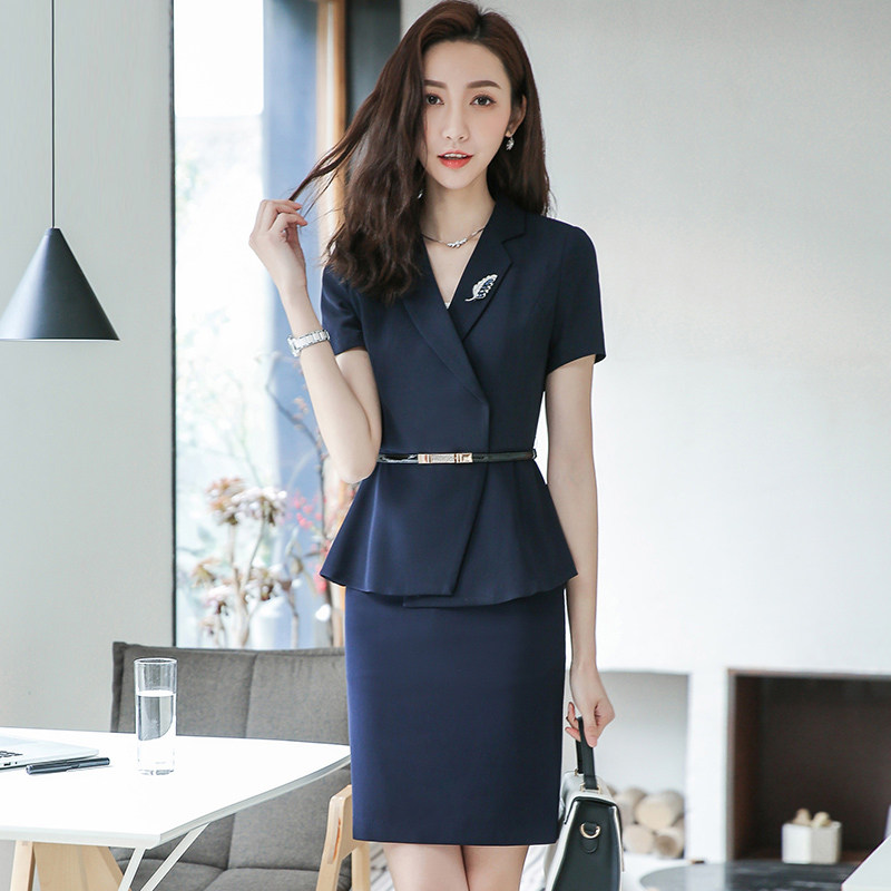 西装套装女夏时尚气质女神范2021高端职业正装裙套酒店前台工作服