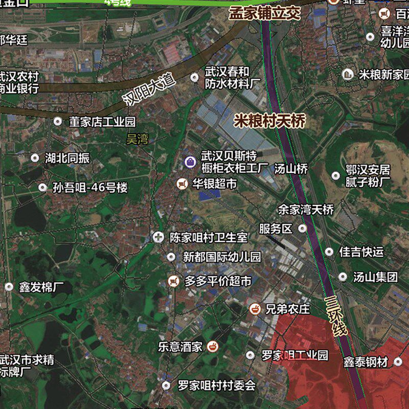 2026新款汉阳区卫星图地图办公室挂图高清防水墙贴超大装饰画定制