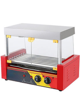 NGNLW烤肠机商用小型摆摊烤香肠机热狗机全自动控温热狗机7管带门