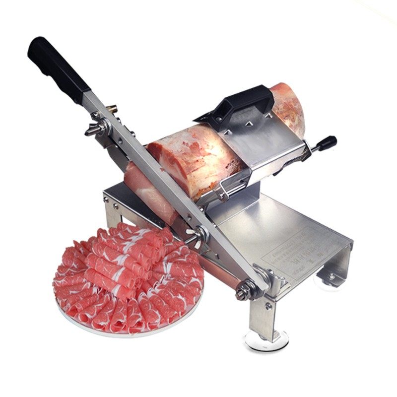 家用羊肉卷切片机手动烤肉冻肉肥牛熟食蔬菜双弹簧自动送肉刨肉机