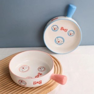 可爱手柄碗家用餐具烤箱烤盘沙拉碗带手把的陶瓷碗个人专用泡面碗
