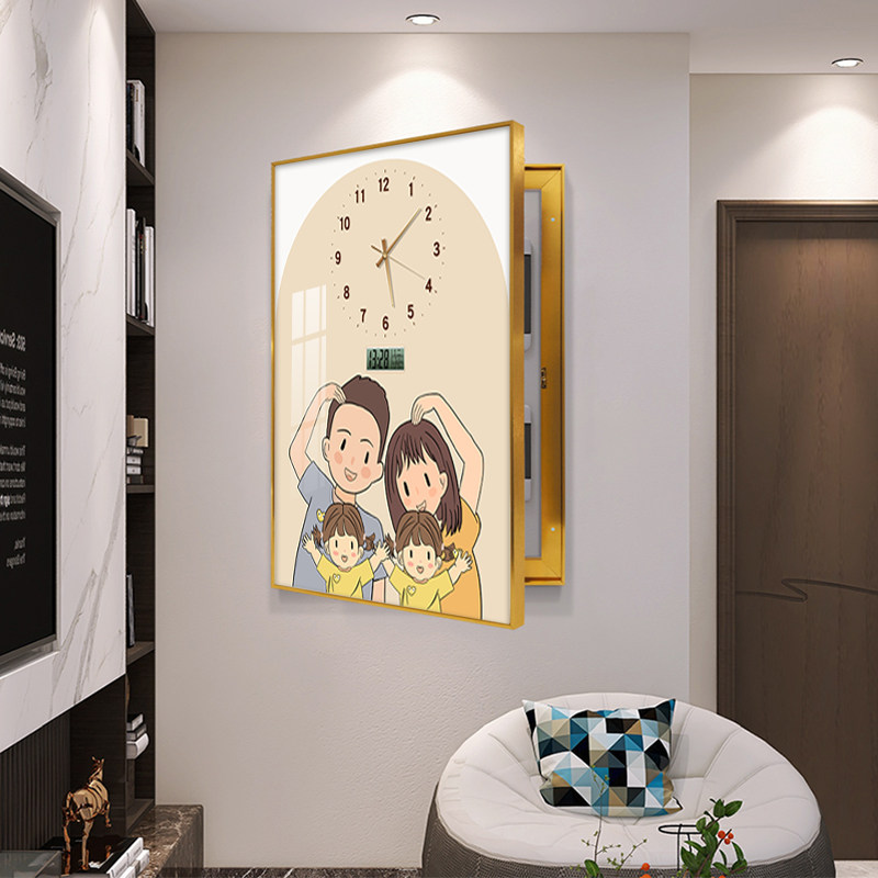 电表箱遮丑神器装饰画带钟表万年历卡通配电箱电源总开关遮挡挂画