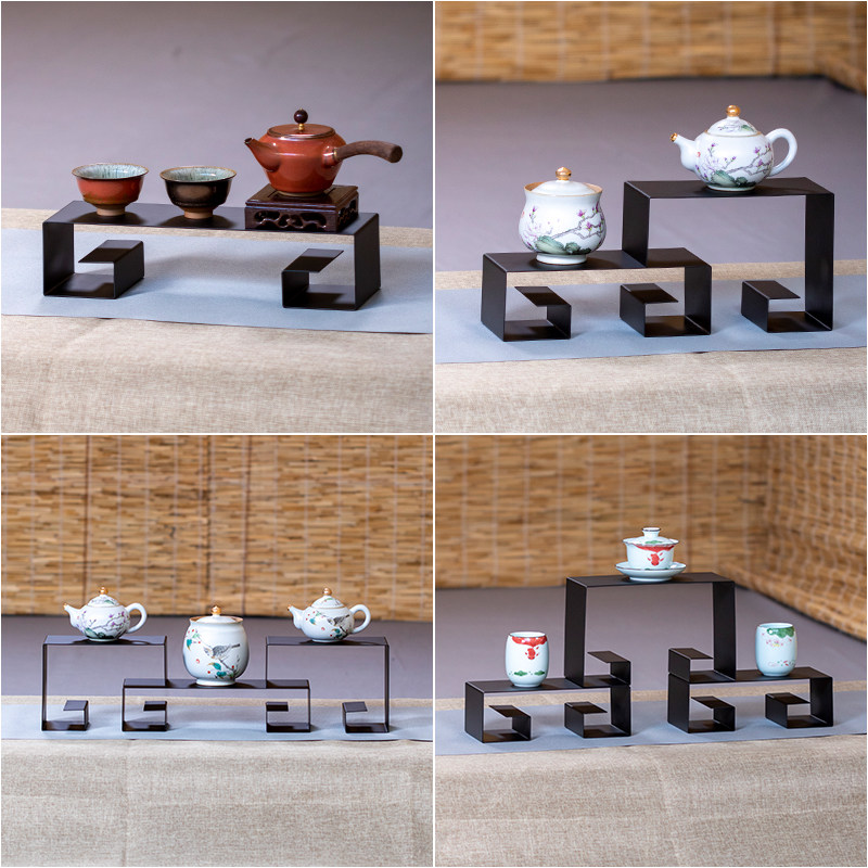 铁艺茶棚茶架子置物架桌面多层展示架小博古架茶具紫砂茶壶摆件架
