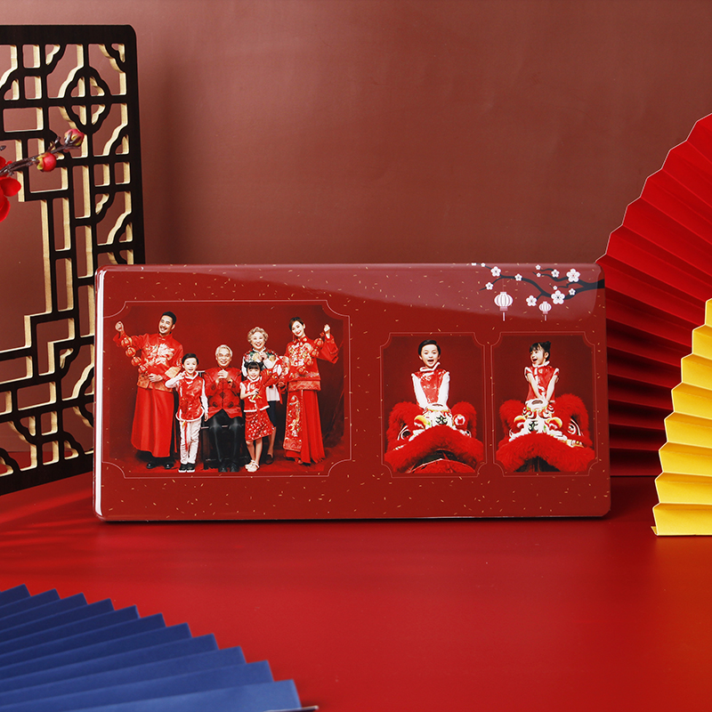 全家福相框制作长方形喜庆简约定制四宫格国风摆台新中式水晶挂墙