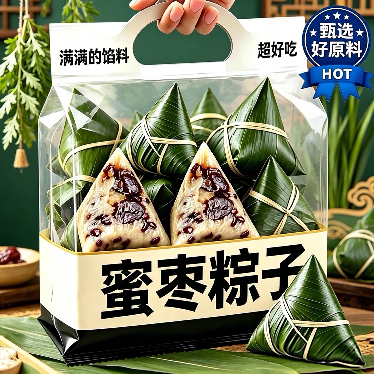蜜枣粽子甜粽嘉兴红枣糯米粽手工官方旗舰店端午节新鲜粽子批发