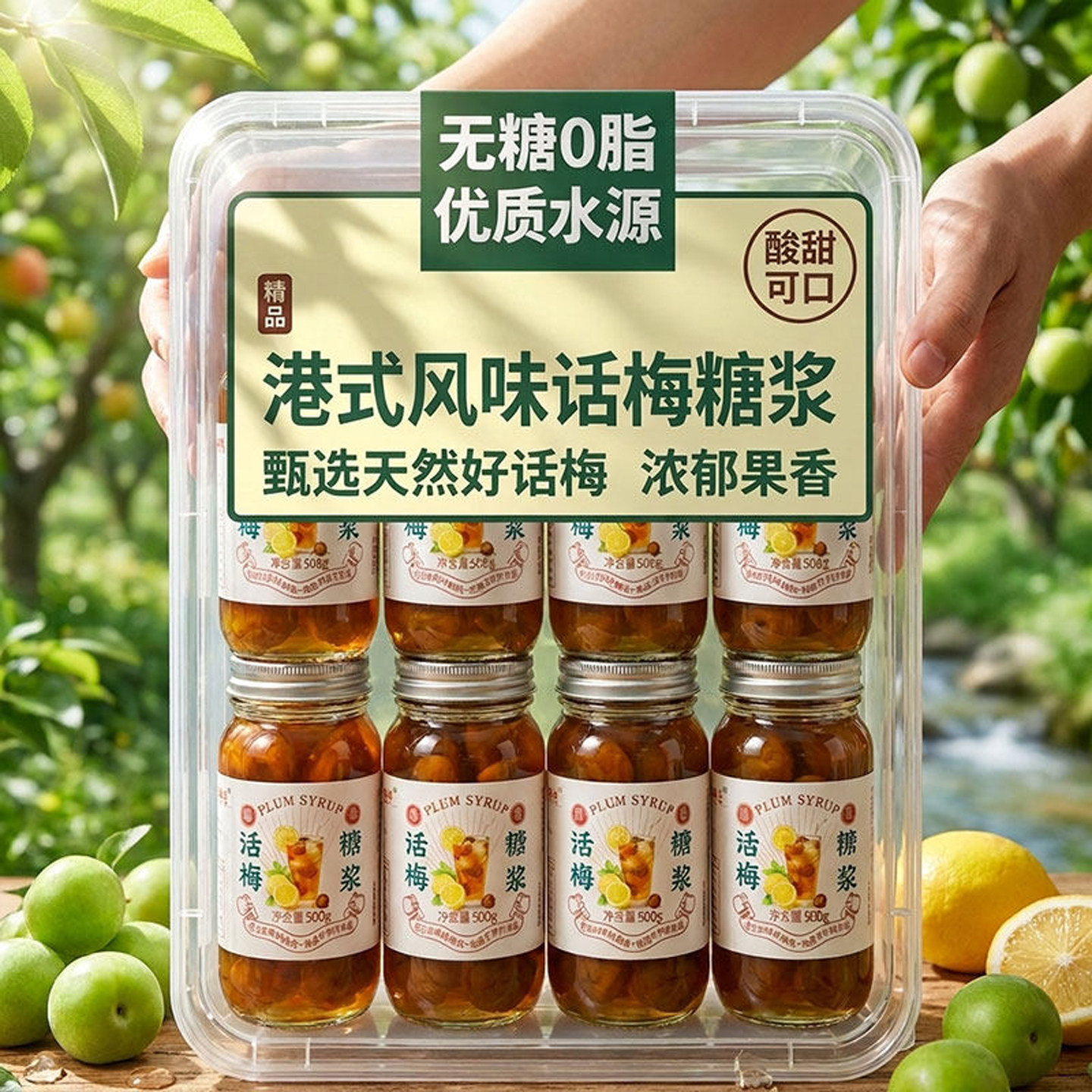 自制话梅糖浆果酱咖啡美式老盐手工熬制喝酸奶冰浓郁话梅泡水饮品图片
