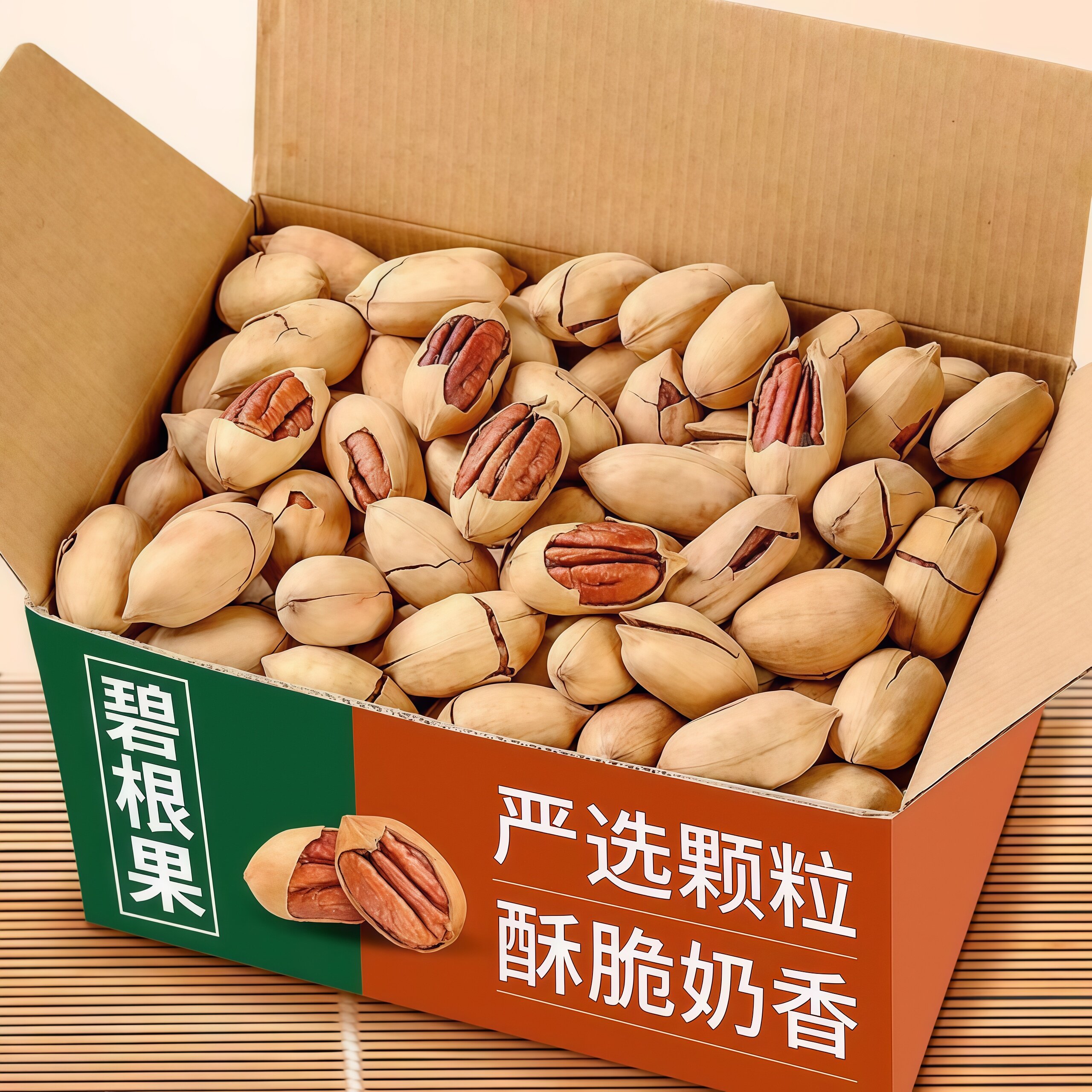 糖尿人专用零食品无添加碧根果仁奶香味长寿果肉新货坚果零食干果