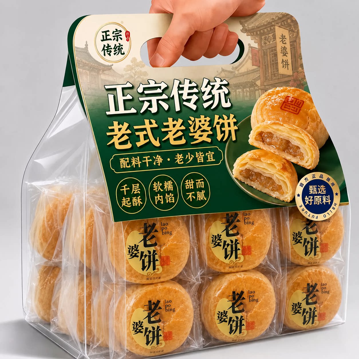 正宗传统老婆饼广东特产糕点独立包装酥饼休闲零食小吃官方旗舰店