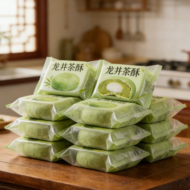龙井茶酥抹茶绿茶麻薯雪梅娘杭州风味中式下午茶糕点心酥馅饼零食