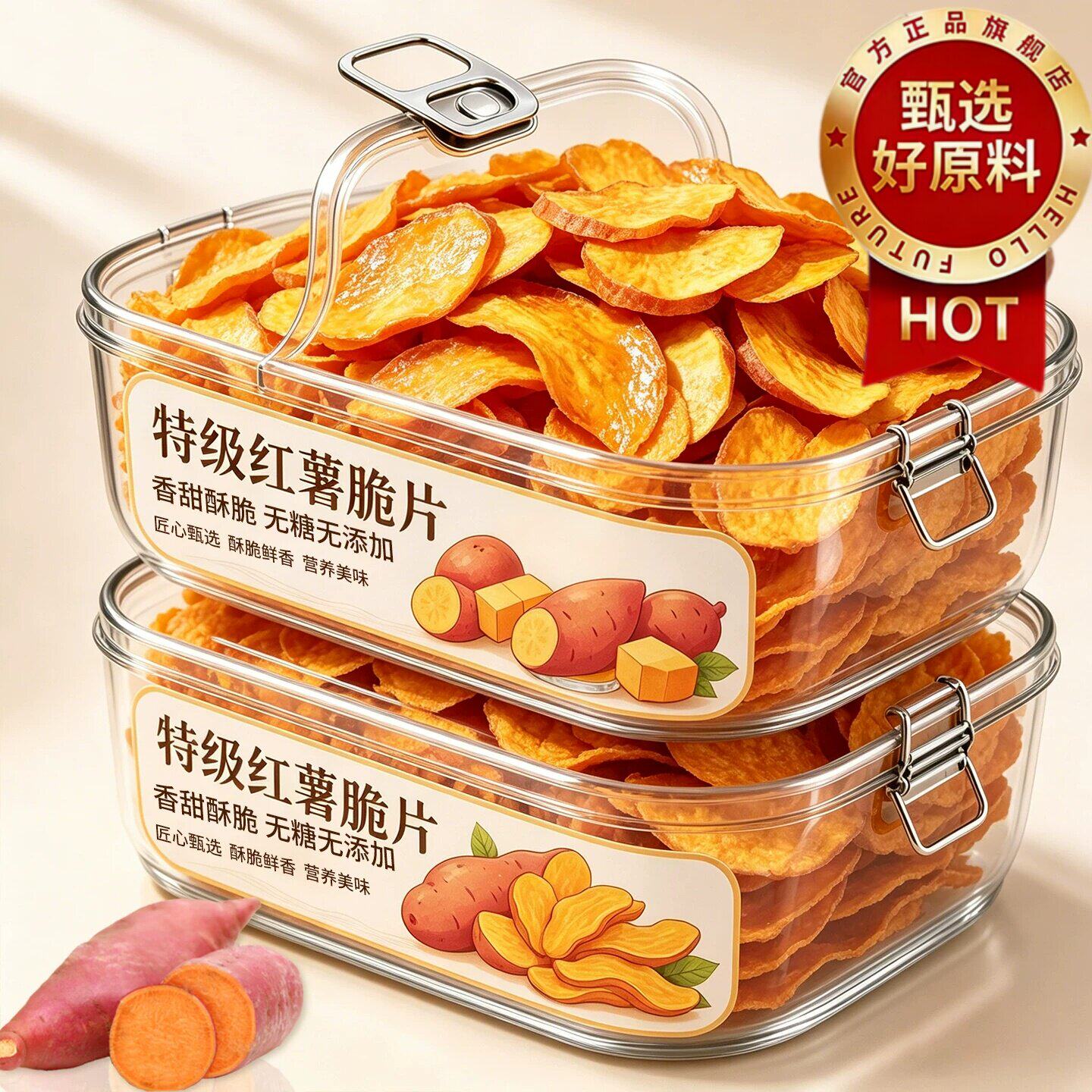 纯手工原切红薯片干香脆非油炸无糖湖南特产番薯地瓜官方旗舰店