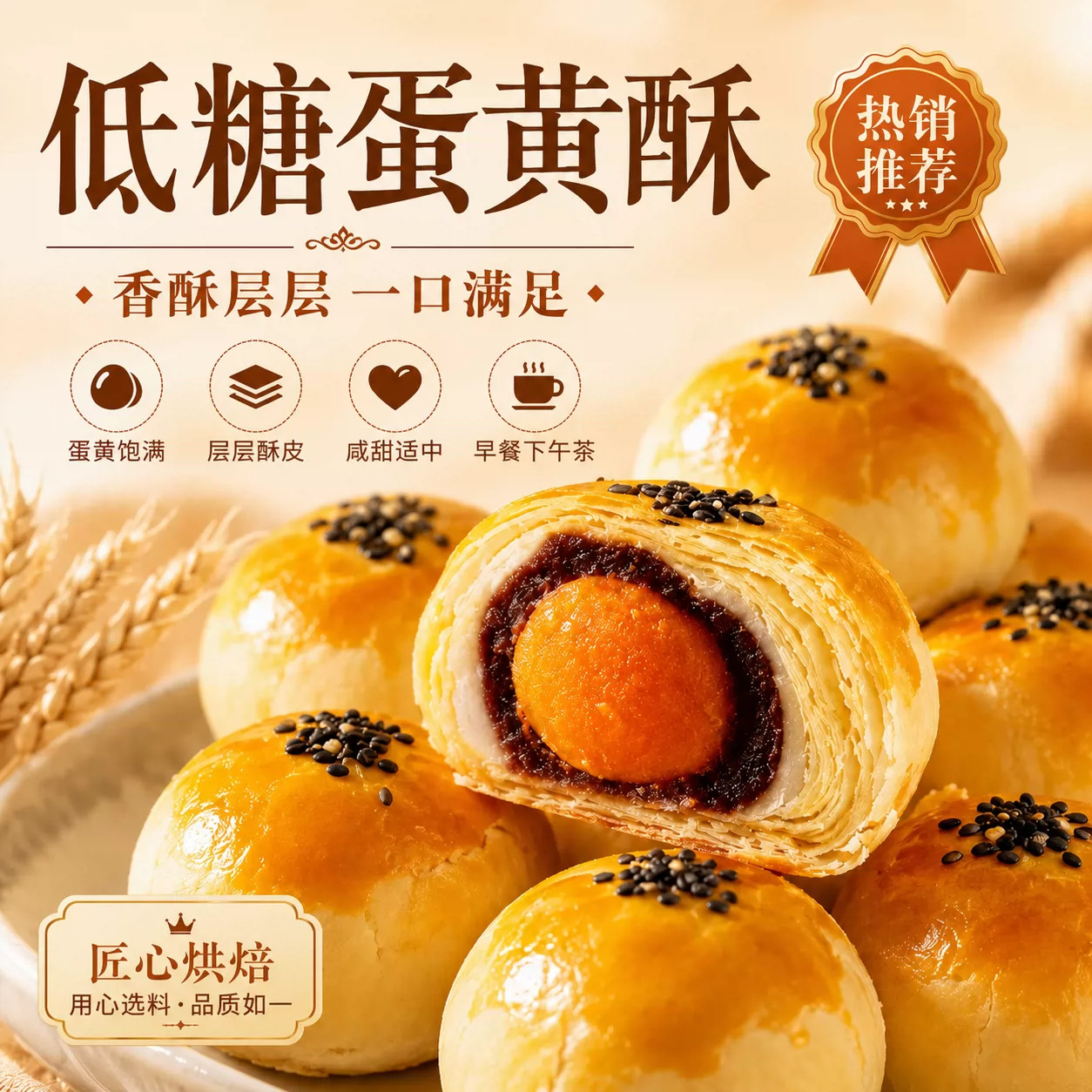 蛋黄酥糖尿人专用无糖精零食病人休闲低糖食品小吃大全旗舰店