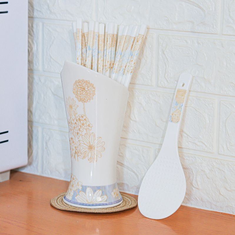 景德镇陶瓷筷子筒全瓷中式沥水筷子筒厨房筷子勺子收纳架厨房置物