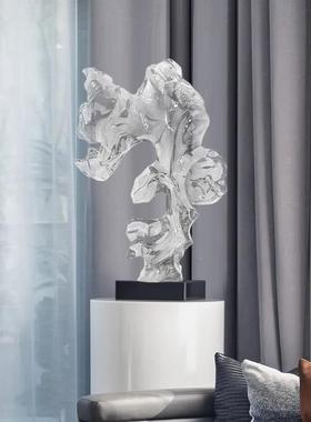 太现湖石透明摆件样板BJ间意代抽象酒店创展厅玄关艺术树脂假山雕