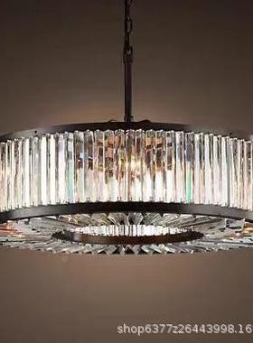 美式复古铁K9水晶吊灯OSN简约餐厅个性艺圆形乡村别墅水晶厅客吊