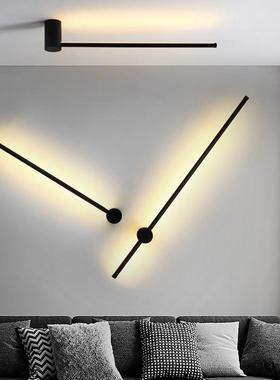 长条氛围灯线条ed壁头灯简约现代卧室B2201l床铜本色道客过厅玄关