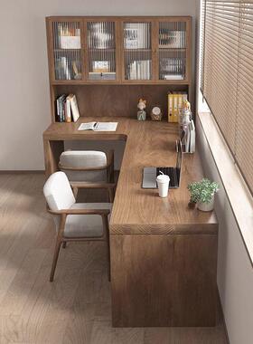 实木转角书桌书架书桌柜卧室办公学生全写字人L型7双83668电脑拐