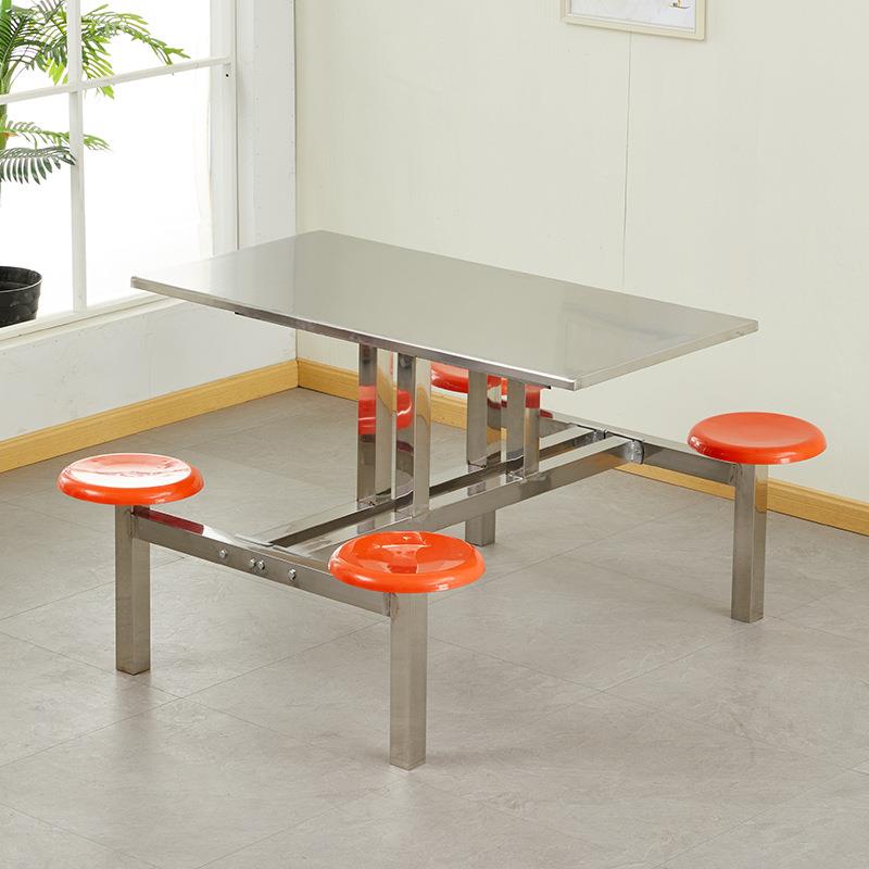 【不锈钢食堂桌】工厂员餐食堂工餐桌椅圆凳面校不锈钢连学PPL体