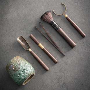 檀实茶道六君子套装大君全6子泡茶木工具GwDz7wKP茶夹黑针