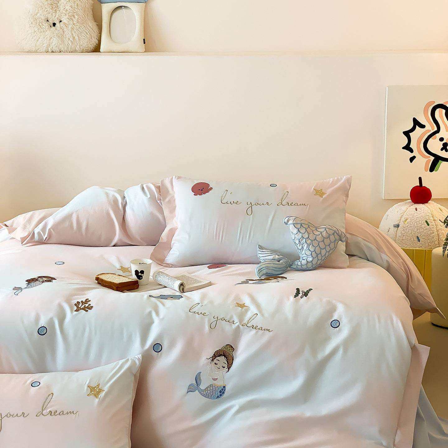 秋孩冬新品少女心美人鱼毛全棉瓷磨四件套儿童女575陶加厚床品三,农机/农具/农膜,其它农用工具,淘宝优惠券,粉丝福利购,淘宝优惠卷