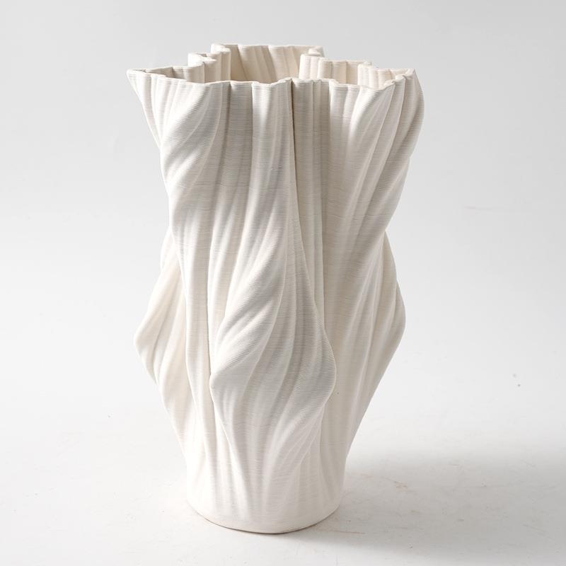 3D陶瓷花瓶意艺术软装简约家居摆件创3DIQV打印花插瓶不规则装饰