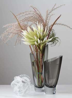 2021-25A轩简约不规则厚重玻碧璃瓶客厅插花件透花明玻璃水摆养家