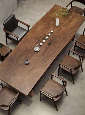 约新中式实木茶桌全木套家用MTA002-3卧室泡茶室桌简原大板办公客