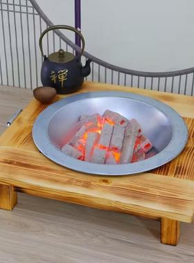 实木老式火盆铸铁炭火烤盆冬熟季取暖烤火炉家F78TTMS8用炭盆烧烤