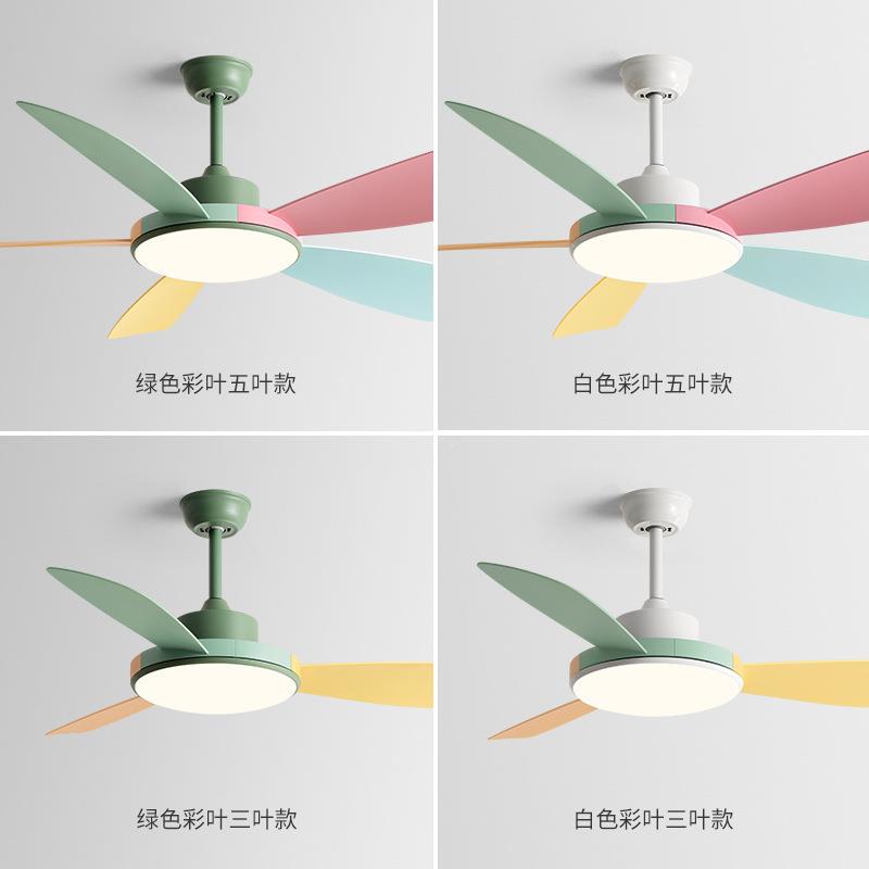 七彩儿52童房风扇灯卧室吊扇灯直工厂销客灯厅家用扇体电风一扇吊