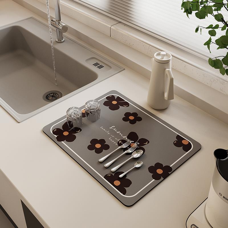 奶天台华莲隔热油风厨房台面沥ltao6798水垫硅藻泥吸水垫吧台碗盘