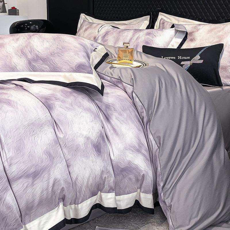 高轻奢风10S长绒棉YLS-2024四件套美式数棉码印花纯端0被套床单款