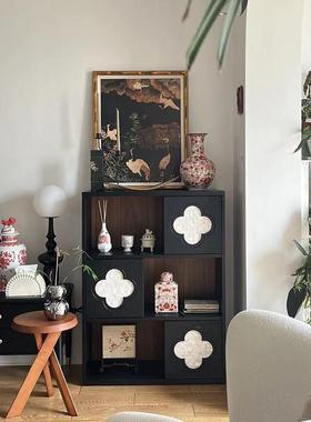 复古实木贝壳书柜杂志柜柜家具窄电视边式立法中柜古四叶草AL1000