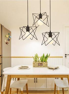 源头购家跨境采工业风小三笼子铁艺吊灯复古服装厂店吧台RYD008头