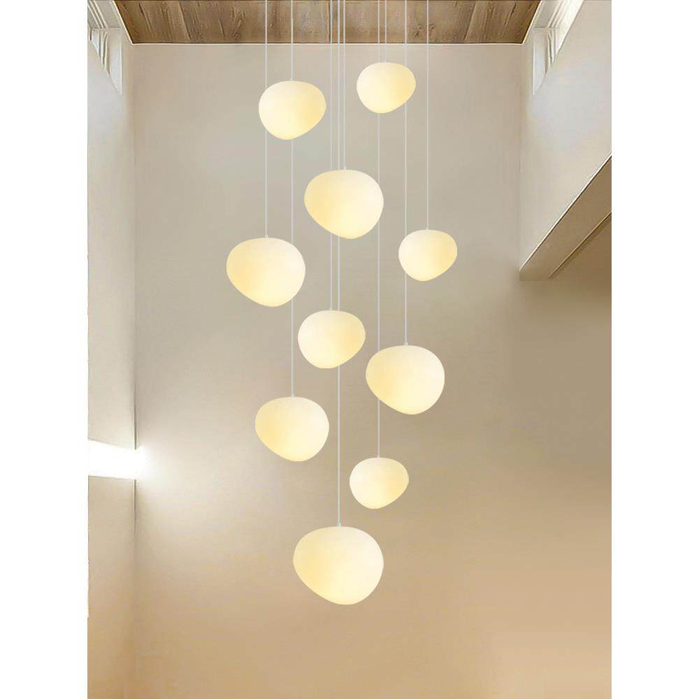 奶油风简约线楼梯吊灯创意长别墅楼客厅梯间挑复空式169楼大吊灯