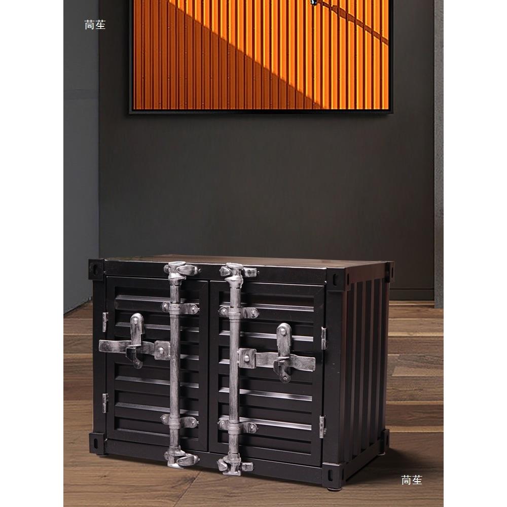 物工业风集装箱红小铁柜子储网物柜古床头柜复收纳柜TES置柜矮柜