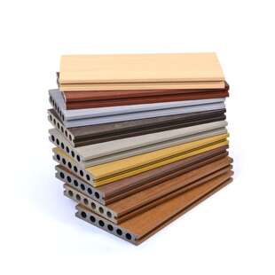 二代共挤塑木外NH-02地板圆孔防腐木纹户花室外别墅庭院泳池园阳