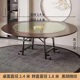 折叠餐桌家新y式 圆桌用两daytAbki折叠圆桌吃饭桌子圆形中ld