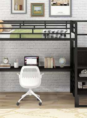 新款轻奢牢固单铁艺床上复层式层二楼床实QAW用简易错高步低梯阁