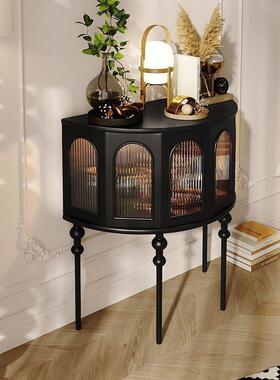 式玄关法柜客厅沙形边柜黑色半圆玄关桌发置物架走廊尽头转角59斗