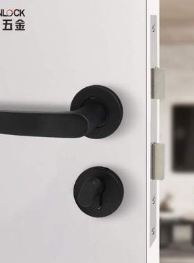 304不锈钢黑色分体执手锁 学校教室防火门锁全铜锁芯室内门锁