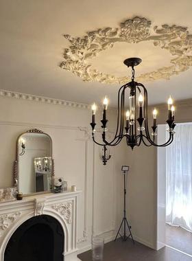 全铜法式中古南洋风客厅约灯卧室烛498吊餐厅灯美式复古蜡简黑色